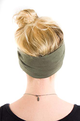 Twist Headband Extra Wide Scrunch Turban (Olive Green) - color: Olive Green