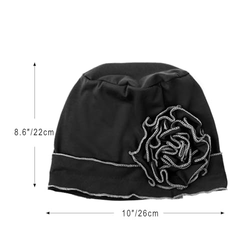 DRESHOW 4 Pcs Cotton Beanie Turban Headwear for Women Elastic Chemo Hats Soft Cancer Headwear Covers Wraps for Women's Hair