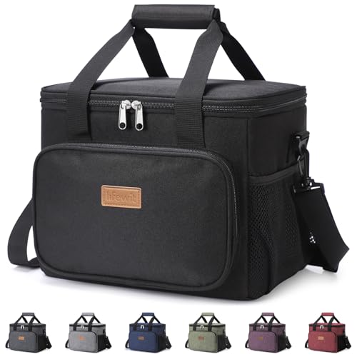 Lifewit Large Lunch Bag, Insulated Lunch Box, Soft Cooler Cooling Tote for Adult Men Women, Black 32-Can (20L) - color: Black, size: X-Large(20L)
