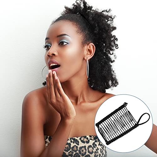 WILLBOND 4 Pcs Banana Hair Clips for Women, Vintage Clincher Stretchy Banana Grip Clips Comb for Curly, Thick, Thin, Wavy Hair, Ponytail Holder for Wedding, Daily Use(Black) - color: Black