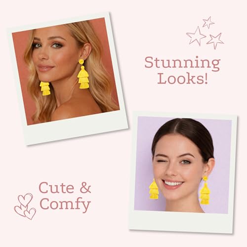 Tassel Earrings for Women - Colorful Layered Tassle Dangle Drop Earrings - color: Yellow