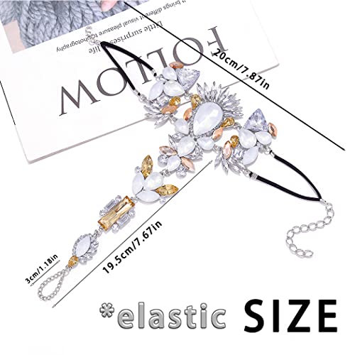 Woeoe Light up Rhinestone Foot Chain Growing Crystal Barefoot Sandals Anklets Beach Foot Jewelry for Women