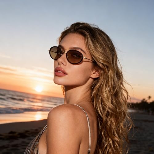 boten Retro Oval Sunglasses for Women 90s Small Gold Frame Sun Glasses Lightweight Cute Chic Sunnies - color: Gold Frame-brown Lens