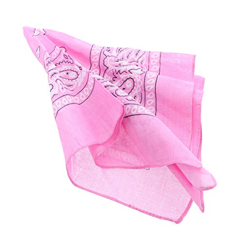 Motique Accessories Set of 3 Paisley Bandanas – 100% Cotton 22 Inch Head Scarf Neck Bandana Face Cover - color: Light Pink