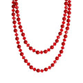 Long Beaded Necklace for Women Boho Colorful Crystal Stone Knot Statement Fashion Costume Jewelry Gifts - color: Red