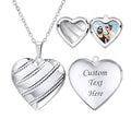U7 Women Locket Necklace Platinum 14K Gold Photo Lockets that Hold Picture,Chain 20 Inch Personalized Gift Custom Love Heart Image Necklaces - color: 05# Platinum Stripe