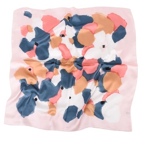 MINIDORA Satin Scarves for Women 27.5 × 27.5 inches Medium Square Elegant Silk Feeling Head Scarf - color: C009-pink