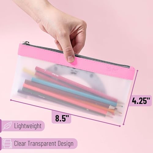 Mr. Pen- Clear Pencil Pouch, 8.50"x4.25", 3 Pack, Durable TPU Material | Medium Water-Resistant Pencil Bags with Smooth Zipper, Multipurpose Clear Pouch for Stationery, School, Office - color: Pink Shades, size: 3 Pack, Medium