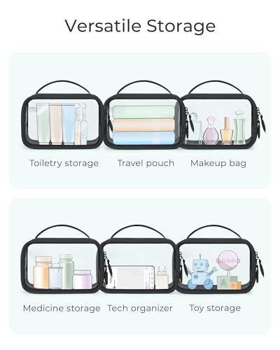 BAGSMART Clear Makeup Bag - TSA Approved Toiletry Bag with Handle Large Opening, Water-Resistant Durable PVC Clear Toiletry Bags for Traveling Travel Essentials (Pink) - color: Blush Pink, size: Medium