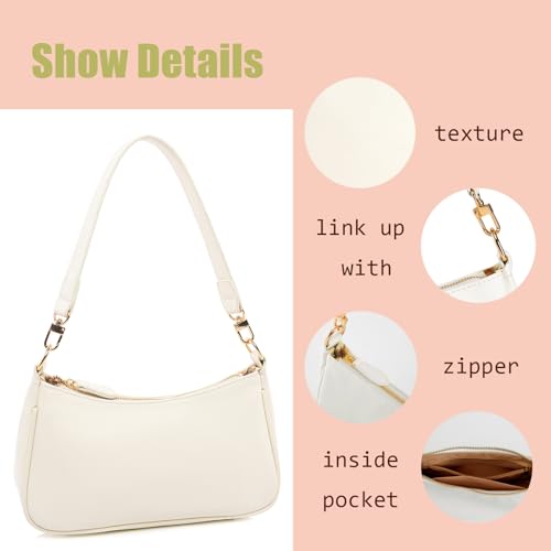 Shoulder Bag for women Crossbody Bags Retro Classic Small Hobo Purse Clutch Tote Handbags with Zipper Closure - color: Beige