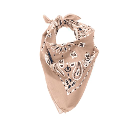 Rothco Trainmen Paisley Bandana 27” x 27” Extra‑Large 100% Cotton Head Wrap Scarf Multi‑Use - color: Khaki