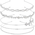 4 Pack Silver Rhinestone Headbands Wedding Beadband Bridal Headband For Women Gifts - color: silver