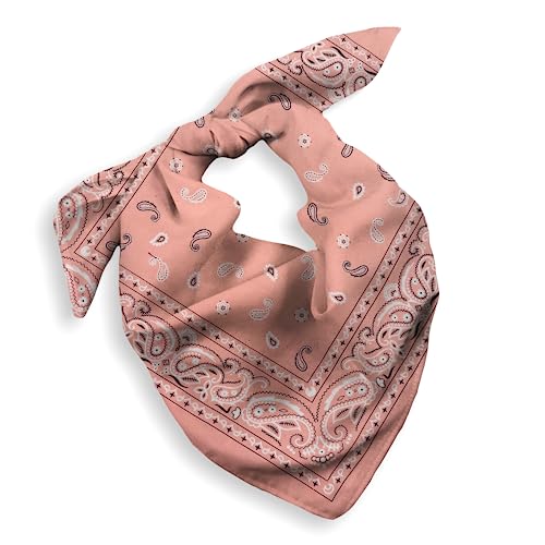 Gift Packaging Bandana for Men Women - 100% Cotton, Paisley, 22x22 In, 1 Pack - Large Bandanna Handkerchief Cowboy Hanky - color: Light Pink