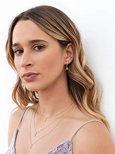 14K Gold Plated Cubic Zirconia Initial Earrings Delicate Small Hoop Earrings Hypoallergenic Letter Earrings for Women - style: D