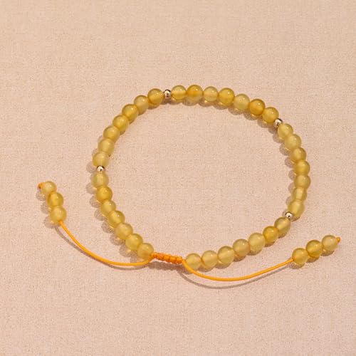 Softones 6mm Natural Stone Anklet for Women Gemstone Ankle Bracelets for Women Healing Energy Crystal Anklets Adjustable(8.5-10 Inches) - color: Yellow agate