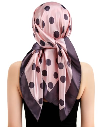 Satin Hair Net Wrap Cap for Sleeping - Stretchy Hair Net and Scarf, No Red Marks Soft Edge, Breathable Hair Wrap Scarf for Silk Press - color: Pastel Dot