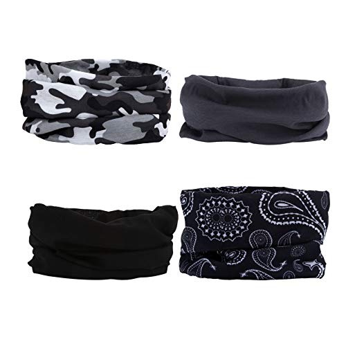 4 Headband Bandana Balaclava Half Face Mask Shield Head Hair Scarf Neck Gaiter Hat Multipurpose For WoMen Men Breathable Reusable Washable Camo Cashew Flower Black Grey - color: 4x Man's Selection Mask