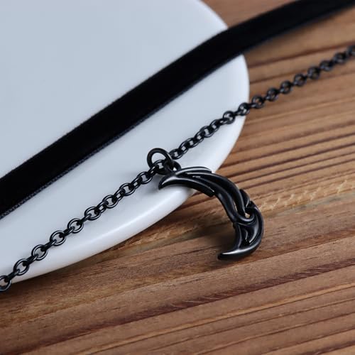 Gothic Choker, Choker Necklace for Women, Black Velvet Choker, Layered Necklace, Goth Jewelry for Women - style: Black Crescent Moon