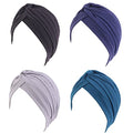 beauty YFJH Women's Cotton Turban Head Wrap Cancer Chemo Beanies Cap Headwear Cap Bonnet Hair Loss Hat - color: Black/Navy/Gray/Teal