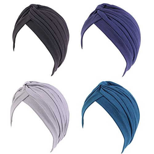 beauty YFJH Women's Cotton Turban Head Wrap Cancer Chemo Beanies Cap Headwear Cap Bonnet Hair Loss Hat - color: Black/Navy/Gray/Teal