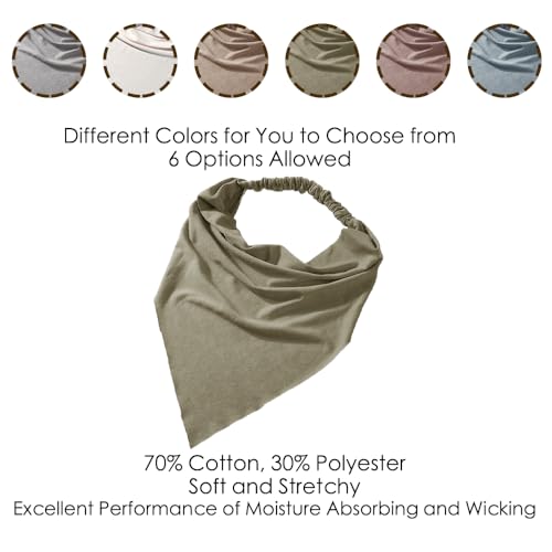 Vercret 6 Pack Hair Scarf Headband for Women Elastic Bandana Head Scarf Large Boho Triangle Kerchief with Clips Non Slip Scarves - color: S Light Colors