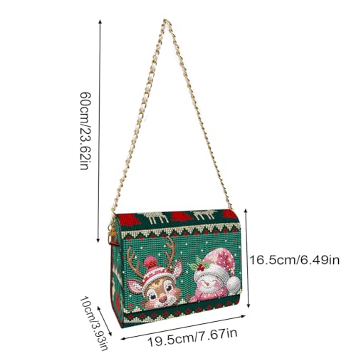 C'eitura Elk Diamond Art Wooden Clutch with Chain, DIY 5D Rhinestone Shoulder Bag, Rustic Nature Theme Purse, Unique Festival Gift - color: Skb215