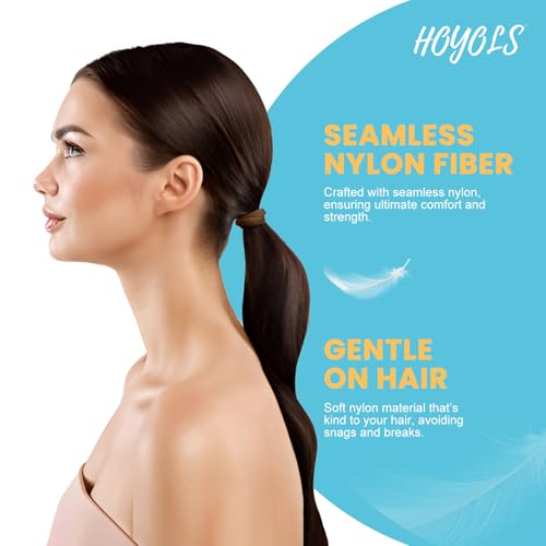 HOYOLS Soft Large Ponytail Holder for Women’s Elastic Hair Ties Hair Bands No Slip No Damage Seamless Scrunchies Headbands 100 Pcs (Sparkling Amber) - color: Sparkling Amber