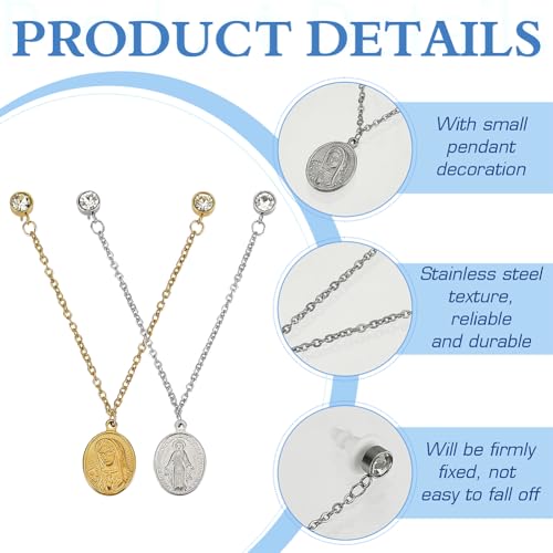 FINGERINSPIRE 4 Pcs Baseball Cap Chains 4.92inch Long 4 Styles 304 Stainless Steel Gold/Silver Hat Back Decoration With Oval Pendant for Trucker Hat Accessories Bar Party Supplies