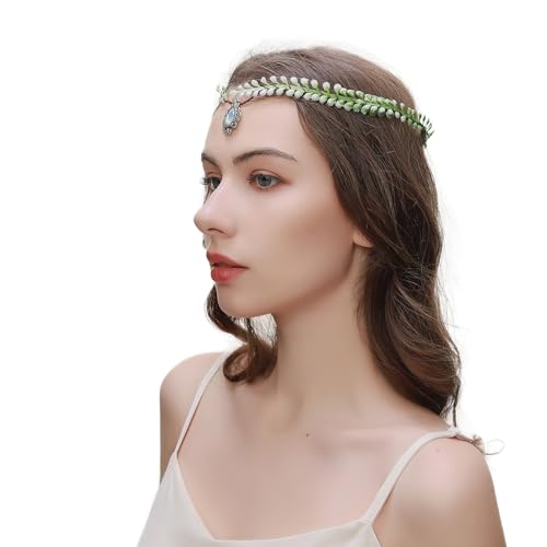 Vivivalue Fairy Flower Crown Women Even Headband Floral Headpiece Woodland Forest Circlet Halloween Renaissance Wedding Bridal Cosplay Prom Photo Props Green - color: 4