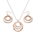 Hypoallergenic Silver Circle & Dangle Earrings and Necklace Set for Women Geometric Boho Style Hoop Jewelry for Women-Lightweight & Dangling-Gift for Bohemian Fashionistas - color: Rose Gold