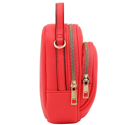 FashionPuzzle Two Compartment Mini Crossbody Bag | Two Compartment - color: Coral
