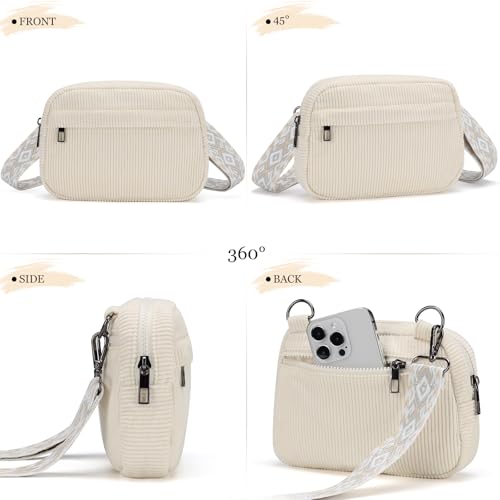 MAXTOP Small Crossbody Bags for Women Belt Bag Fanny Pack with Adjustable Strap - color: Corduroy Beige, style: Small Crossbody Bag