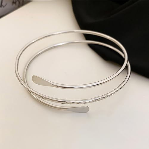 Long tiantian 2PCS Arm Cuff for Women Gold Upper Arm Bangles Bracelet Silver Arm Cuff Jewelry Summer Beach Essentials 2026 - color: 15335-Arm-Silver