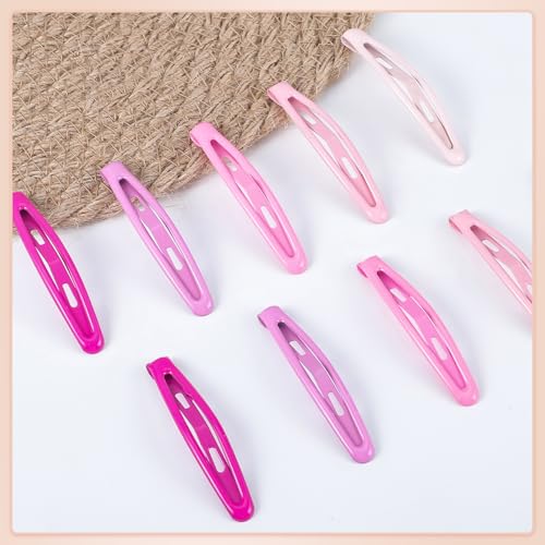 obeoby 40 Pcs Metal Snap Hair Clips, 2.36 Inch Hair Barrettes Easter Gifts Accessories for Women Girls, Pink Gifts Easter Basket Stuffers - color: Pink colors