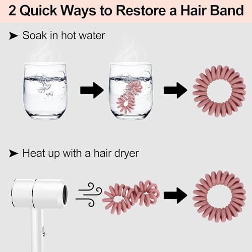 JessLab Spiral Hair Ties, 20 Pcs Traceless Phone Cord Hair Ties No Crease Spiral Bracelet Plastic Coil Ponytail Holders No-Damage Headband Hair Accessory for Girls Women Ladies Gift (Fabric Covered) - color: Fabric Covered