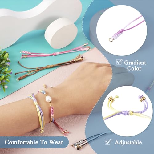 Adjustable Slider Bracelets Colorful Half Finished Bracelets Adjustable Beaded Bracelets DIY Friendship Bracelets for Women Jewelry Making Gifts Supplies - color: 8 Colors-Gradient