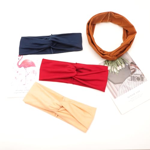 DRESHOW 8 Pack Headbands for Women Yoga Knotted Headbands Elastic Criss Cross Hair Accessories Sports Head Wrap Non Slip - color: 8 Pcs Cross Knotted A