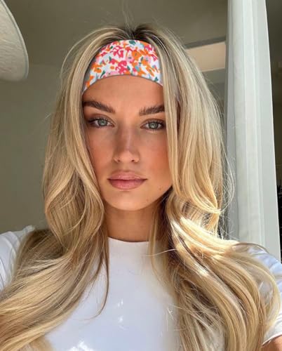 TERSE Headbands for Women Trendy Floral Print - Non Slip Summer Head Bands Soft Fabric Hair Bands for Workout Yoga Running Sport - Wide Thick Hair Wrap for Girls - color: Headbands Color-Floral Print