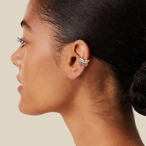 FETTERO Ear Cuff Earrings for Women Non Piercing 14K Gold Plated Ear Cuffs for Non Pierced Ears Clip on Cartilage Earring Ligthweight Fake Earrings | Single - style: Blue clover