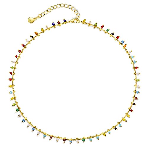 Beaded Choker Necklaces for Women 18k Gold Plated Dainty Gold Choker Necklaces for Women - style: boho choker
