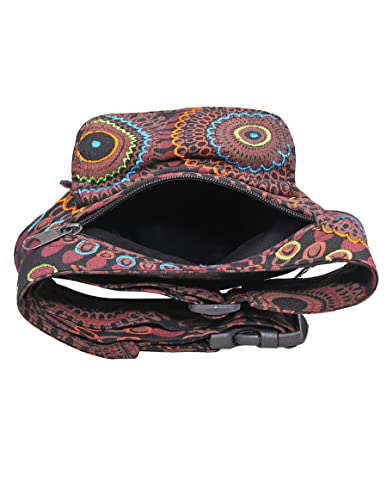 The Collection Royal Handmade Festival Waistpack Boho Hippie Waist Bag Hip Bum Running Belt Fanny Pack Travel Utility Belt (Blk+Brwn) - color: Blk+Brwn