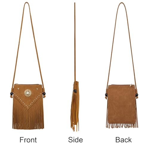 Hoce Women’s Leather Fringe Messenger Bag Large Hobo Crossbody Tassel Shoulder Bags, Gift for Mom Wife Girlfriend - color: C1-brown