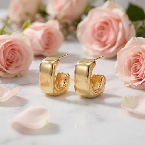 4 Pair Small Gold Hoop Earrings for Women Sensitive Ears - Hypoallergenic 14k Real Gold Plated Hoops Zirconia Cartilage Huggie Earrings Set Helix Piercing Earring Gold Jewelry for Women Gift - color: 1938 Hoop Gold
