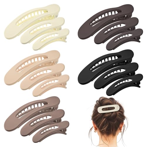 15 PCS Flat Hair Clips, Neutral Color Flat Claw Clips 3 Sizes Hair Claws for Women Girls Thin Hair Medium and Small Hair Clip, Birthday Mothers Day Gifts - color: Neutral colors