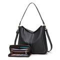 Montana West Hobo Bag for Women Crossbody Purse and Handbags Ladies Chic Shoulder Bags - color: Black-2pcs Set