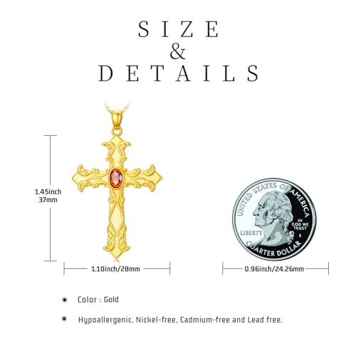 14K Gold Cross Necklace Gold Cross Pendant Necklace Christian Faith Jewelry Gifts for Women - style: D-Baroque Cross