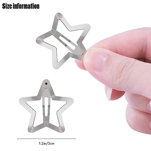 Star Hair Clips 2000s Y2K Snap Hair Barrettes Non Slip Star Hair Accessories Silver Metal Hair Clips for Girls Women -15 PCS 1.18" - color: 15 P -1.18"-silver
