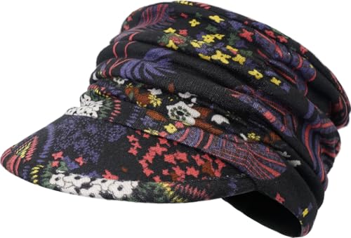 XYIYI Women Cancer Headwear Soft Chemo Beanie Baseball Cap - color: Black Flower