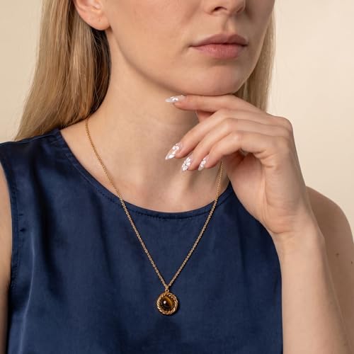 14k gold Vintage Tiger's Eye Pendant Necklace - size: Standard