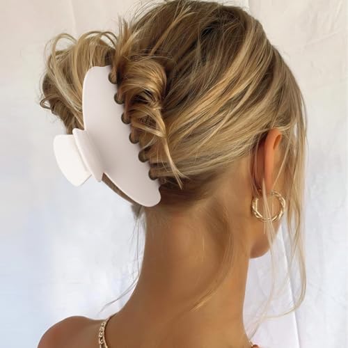 MAORULU Cute Claw Clip for Women – 4.3'' Large Acetate Hair Clips for Thick Thin Curly Long Hair, Durable Hair Clamps Non-slip Jaw Clip, Strong Hold, Stylish French Design (Cream White) - color: Cream White